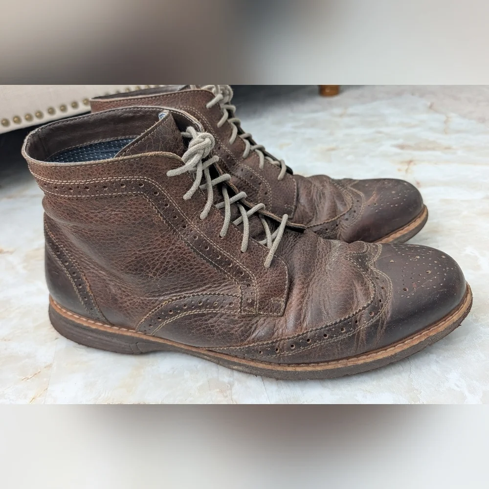 Bass Brown Leather Upper Wingtip Boots Men Sz 13